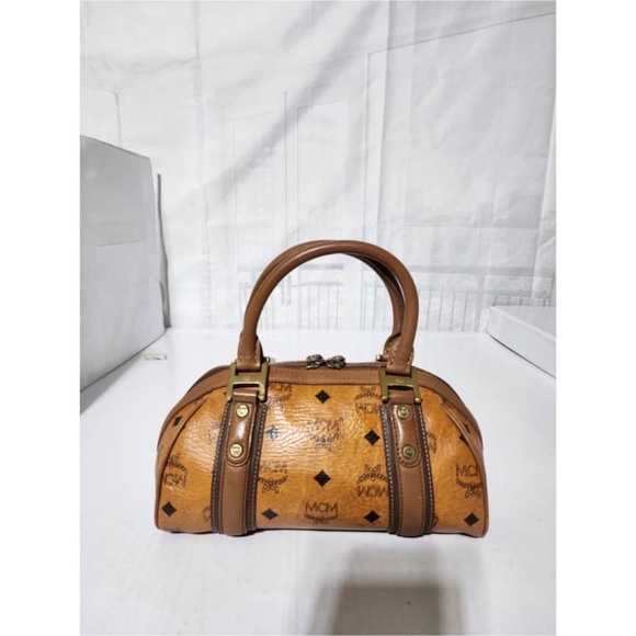 Authentic MCM Visetos Bowling Bag Brown - Picture 4 of 15